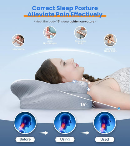 Ultra Pain Relief Cooling Pillow for Neck Support, Adjustable Cervical Pillow Cozy Sleeping, Odorless Ergonomic Contour Memory Foam Pillows, Orthopedic Bed Pillow for Side Back Stomach Sleeper : Home & Kitchen