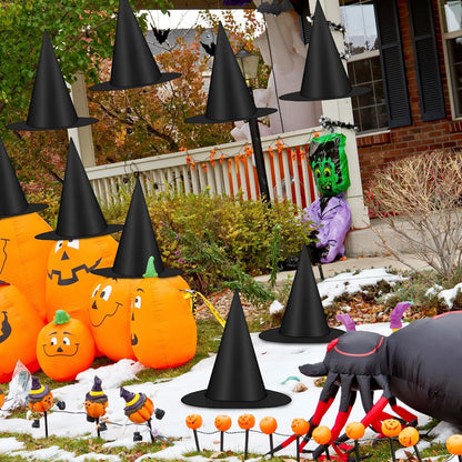 12 PCS Witch Hats, Black Hanging Witch Hats Porch Yard Decor