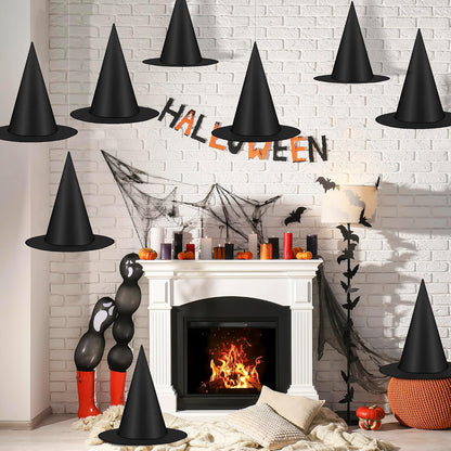 12 PCS Witch Hats, Black Hanging Witch Hats Porch Yard Decor